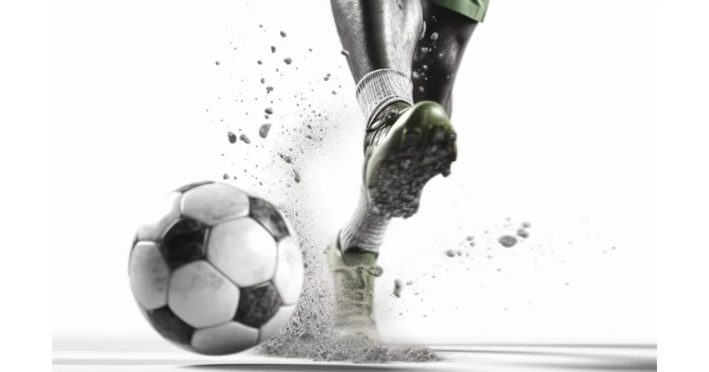 Footballer shooting on the net