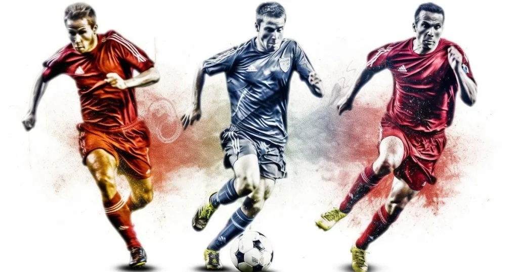 Footballers dribbling